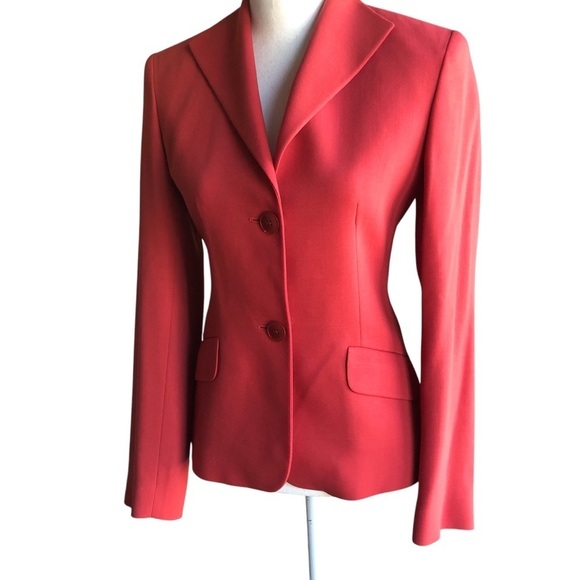 Cinzia Rocca Wool Fitted Blazer Coral Two Button Size 2 - Picture 5 of 10